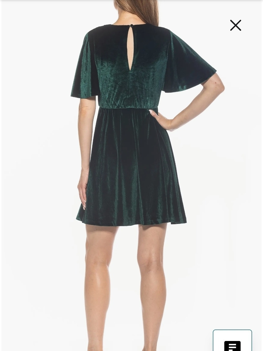 Alexia Admor Emerald Green Velvet Dress Size Large NWT Flutter Sleeve Glam Party - Picture 11 of 11